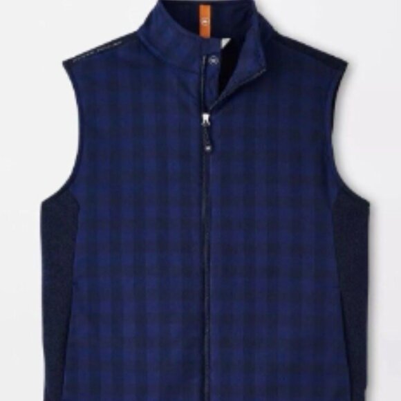 NWT Peter Millar Blue Plaid Fuse Elite Performance Vest MF23EZ46B SIZE XL - Picture 1 of 7